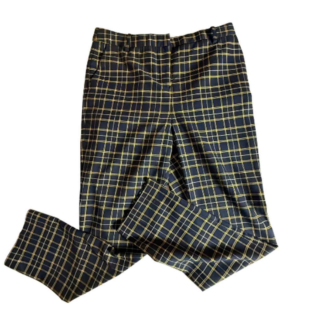 Court & Rowe Navy/Yellow/White plaid Pencil Pant. SZ 10 Preppy, Nautical, Luxury